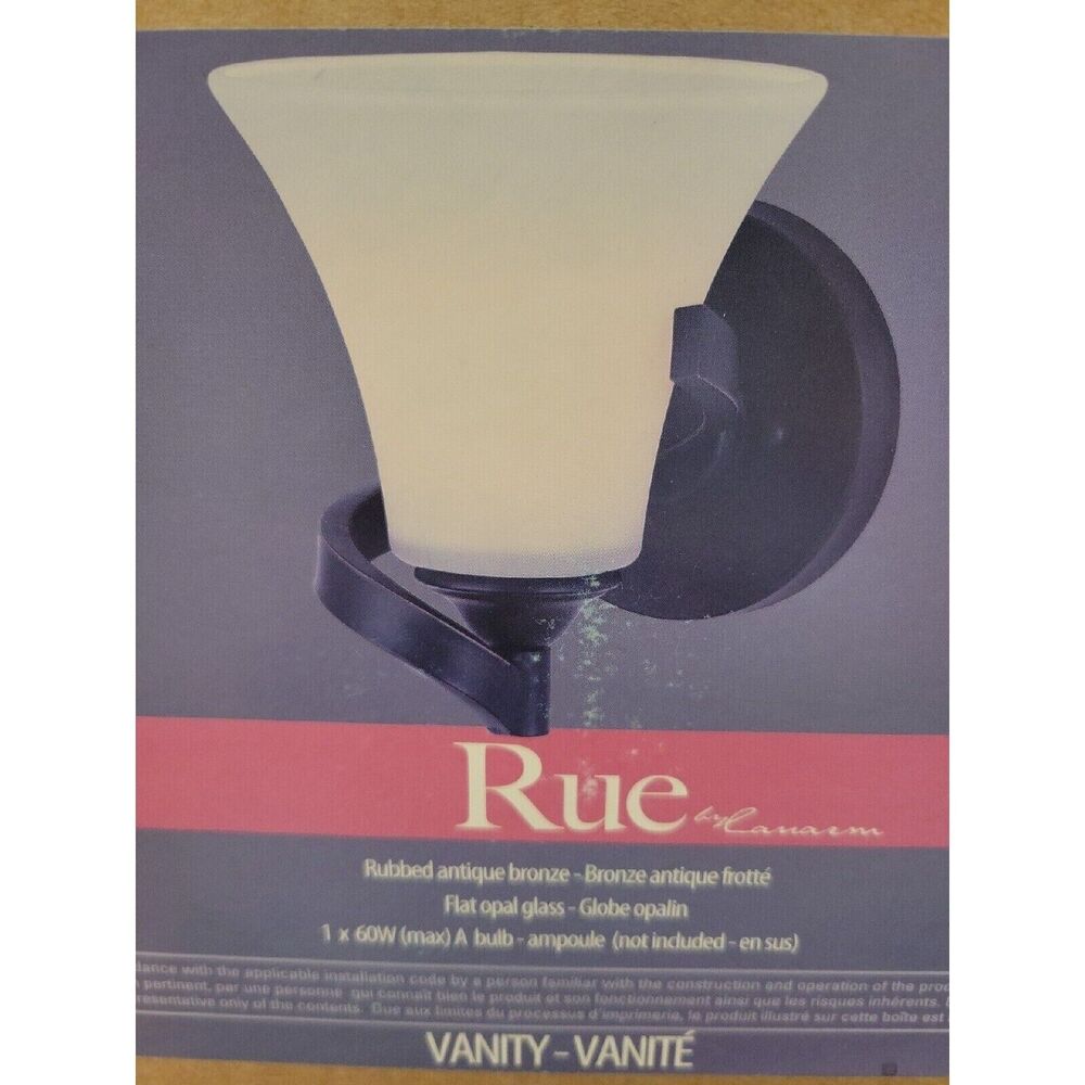 Rue Wall Sconce Light Fixture - Rubbed Antique Bronze with Flat Opal Glass